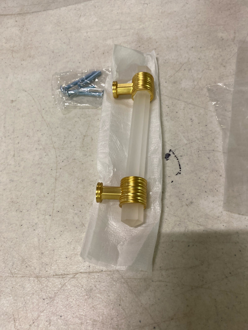 Belwith Keeler B076306GF-BGB Chrysalis 3-3/4~ Inch (96 mm) Center to Center Glam Luxury Glass Cabinet Handle / Drawer Pull with Wire Wrap Accent - Brushed Golden Brass With Frosted Glass