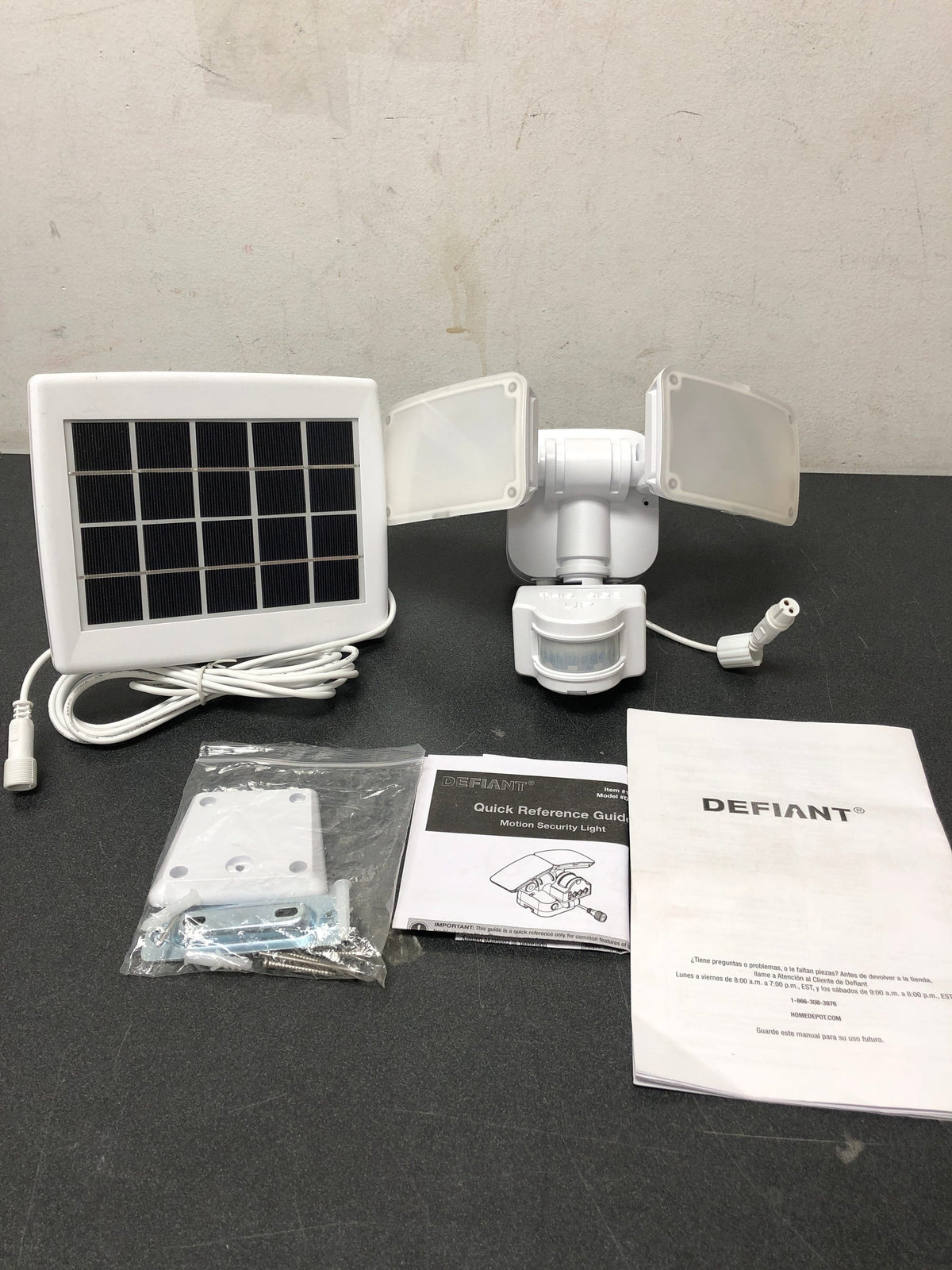 Defiant DFI-0654-WH 1000 Lumens 180° White Solar Powered Motion Activated Outdoor Integrated LED Flood Light