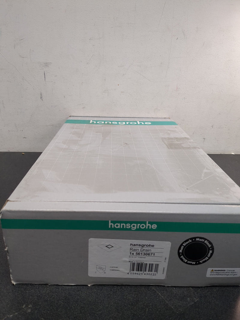 Hansgrohe 56130671 RainDrain Brilliance Point Drain Set 4"x 4" Trim Tileable Rear Cover and Rough - Matte Black