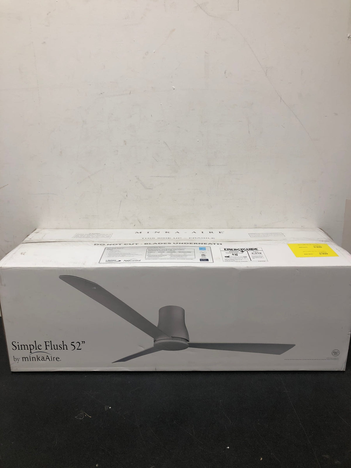 MinkaAire F873-WHF Simple Flush 52" 3 Blade Indoor / Outdoor Ceiling Fan with Remote Control - Flat White