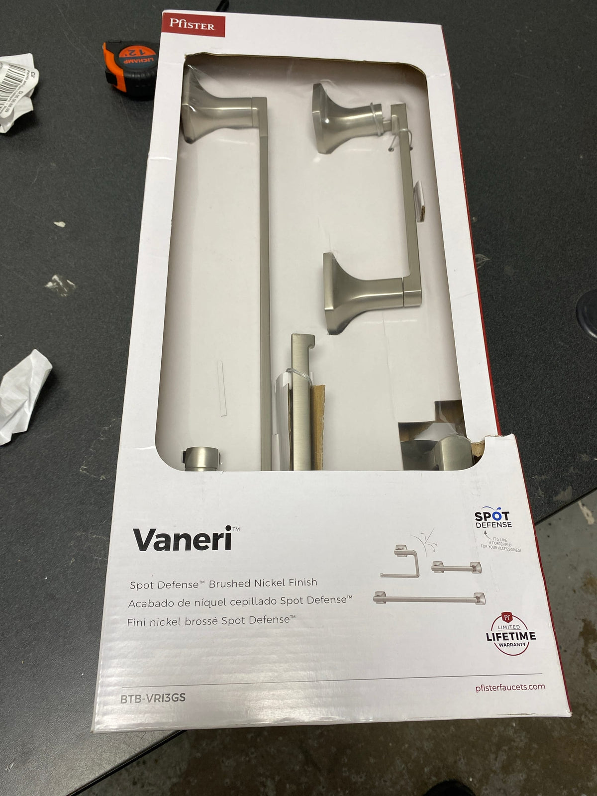 Pfister BTB-VRI3GS Vaneri 3 Piece Bathroom Package with 18" Towel Bar, Towel Ring, and Pivoting Toilet Paper Holder - Spot Defense Brushed Nickel