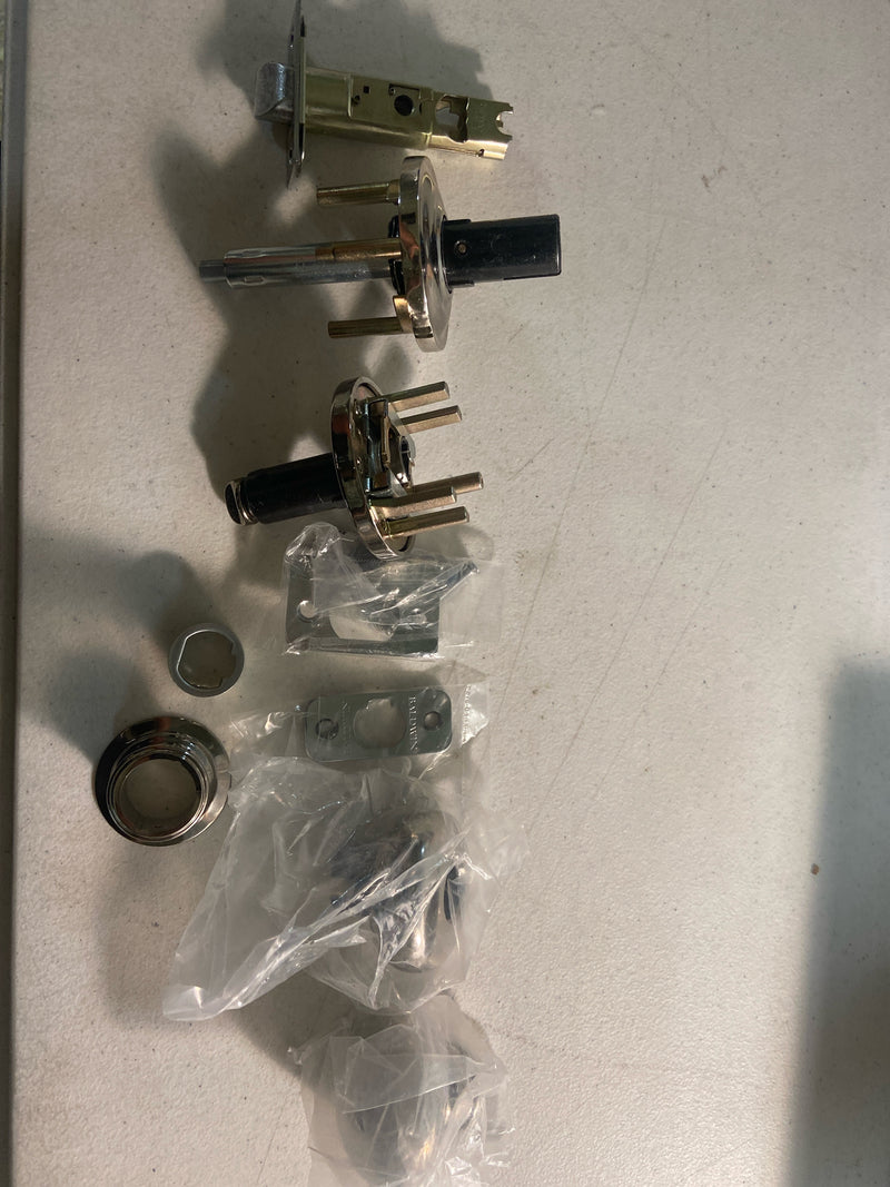 Baldwin EN.ROU.TRR Round Single Cylinder Keyed Entry Door Knob Set with Traditio, Polished Nickel