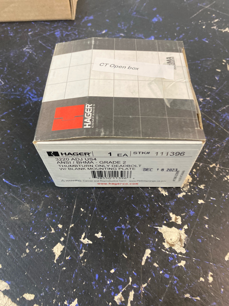 Hager 3220-400 One Sided Grade 2 Deadbolt from the 3200 Collection - Satin Brass