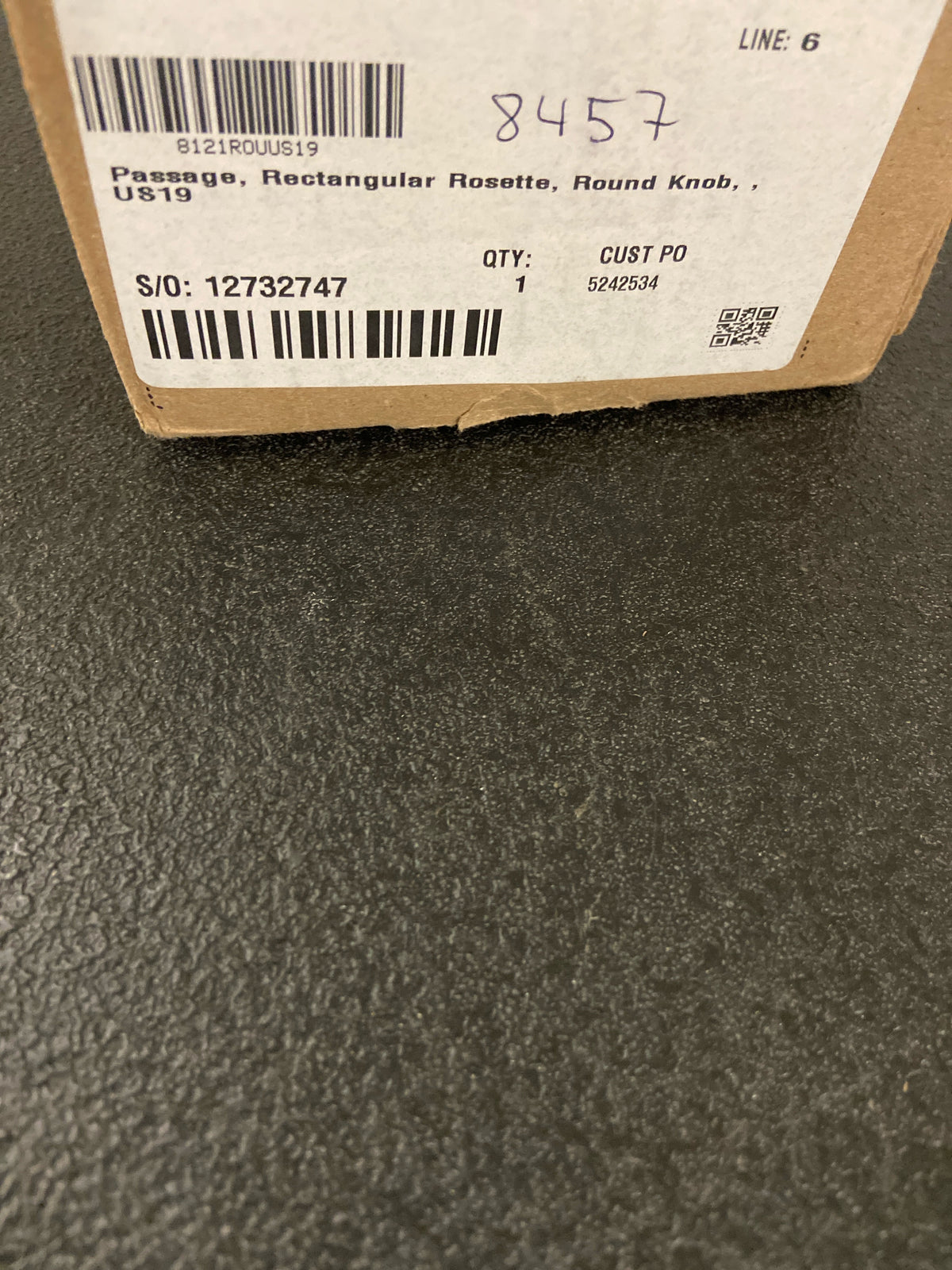 Emtek 510ROUUS19 Rectangular Rosette Round Passage Door Knob Set from the Brass Modern Collection - Flat Black