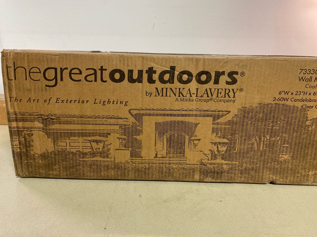 The Great Outdoors 73330-66A Knoll Road 2 Light 23" Tall Outdoor Wall Sconce with Clear Glass - Coal