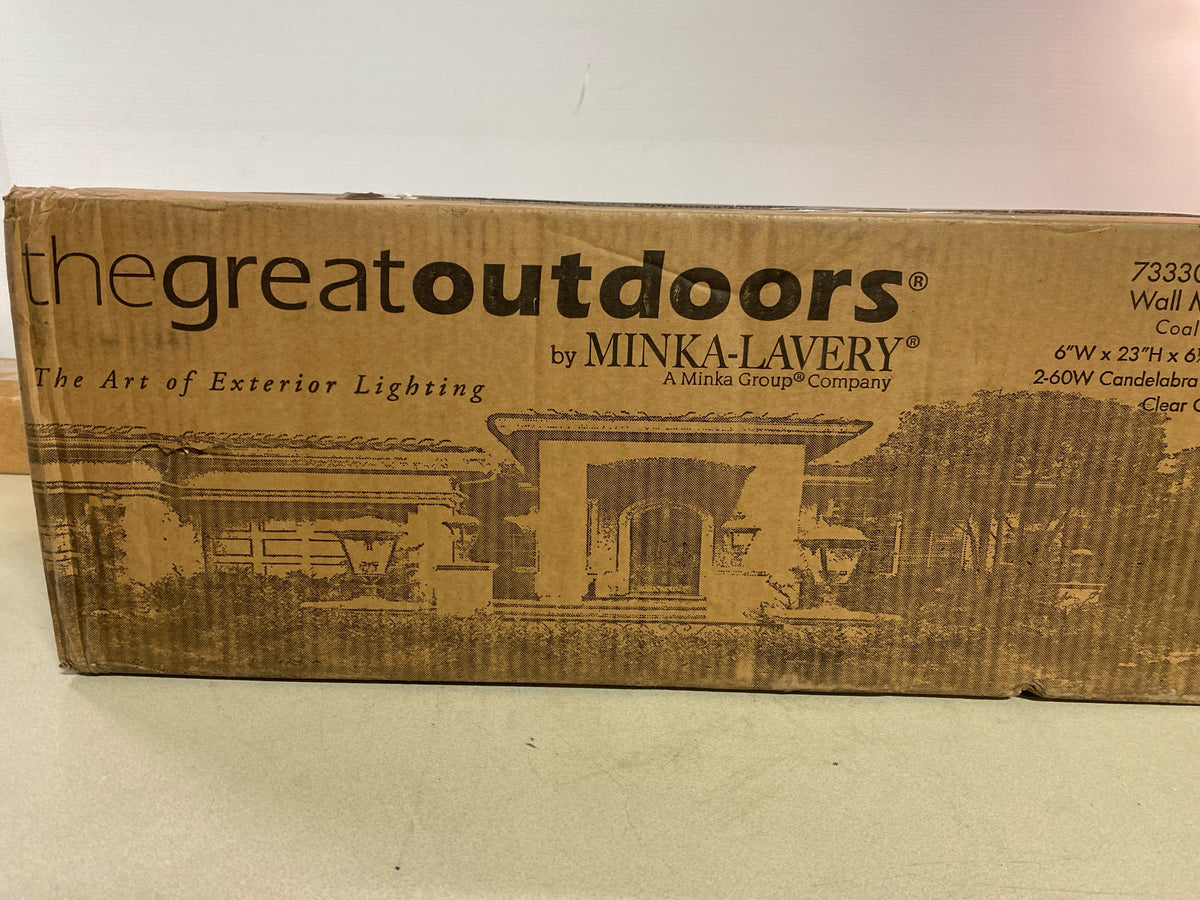 The Great Outdoors 73330-66A Knoll Road 2 Light 23" Tall Outdoor Wall Sconce with Clear Glass - Coal