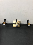 Lnc LV2UAQJ71W388C Modern Classic 3-Light Matte Black and Plating Brass Vanity Light with White Cone Fabric Shades