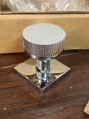 Emtek Door Knob - Conical Straight Knurled - Square Rosette (Polished chrome, dummy interior)