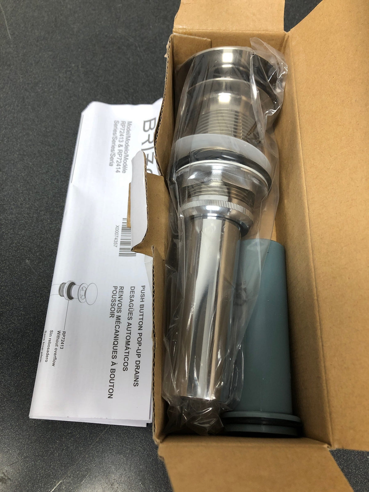 Brizo RP72413BN 1-5/8" Pop-Up Drain Assembly - Less Overflow - Brilliance Brushed Nickel