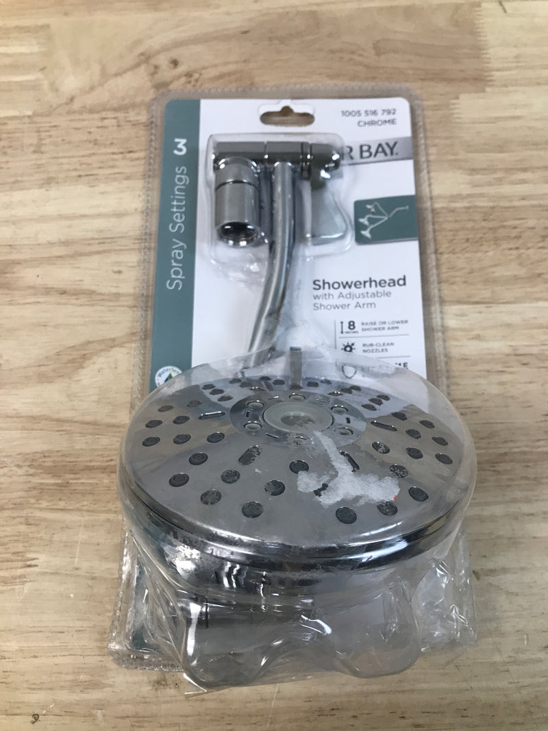 Glacier bay 3075-512-WS1 3-Spray Patterns with 1.8 GPM 5.4 in Wall Mount Fixed Shower Head with Adjustable Shower Arm in Chrome