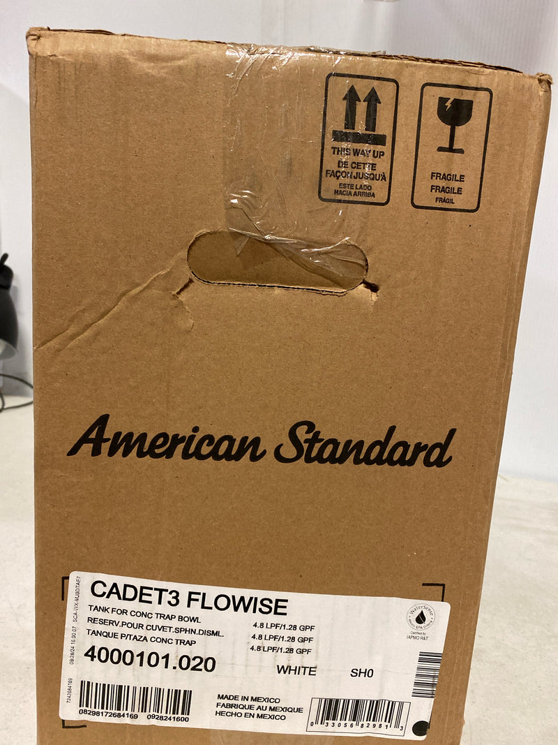 American Standard 4000101.020 Cadet 3 1.28 GPF Toilet Tank with Performance Flushing System - White