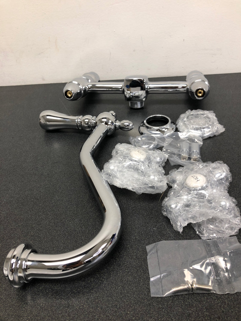 Kingston Brass KS1241AX Heritage 1.8 GPM Widespread Bridge Kitchen Faucet - Includes Escutcheon - Polished Chrome