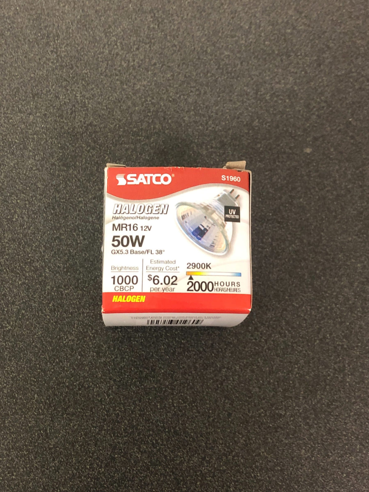 Satco Halogen Flood Lamp, Mr16, 50 Watts, 12 Volts, Mini Bipin Round, Uv Filter, 36 Degree Beam Angle