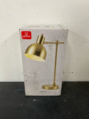 Globe Electric 61000058 18" Desk Lamp, Matte Brass Finish, Matte Black Metal Shade, Pivot Joint, On/Off Rotary Switch on Socket, E26 Base Bulb, Lamp for Living Room, Home Office