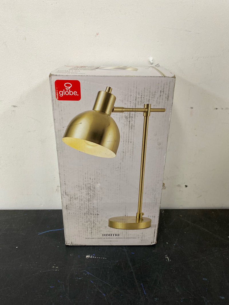 Globe Electric 61000058 18" Desk Lamp, Matte Brass Finish, Matte Black Metal Shade, Pivot Joint, On/Off Rotary Switch on Socket, E26 Base Bulb, Lamp for Living Room, Home Office