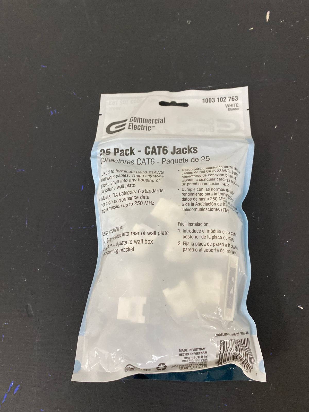 Commercial electric 5016-WH-25 Cat-6 Jack in White (25-Pack)