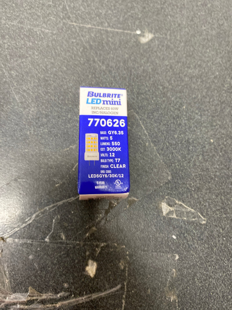 Bulbrite 770626-5W LED GY6 3000K 12V