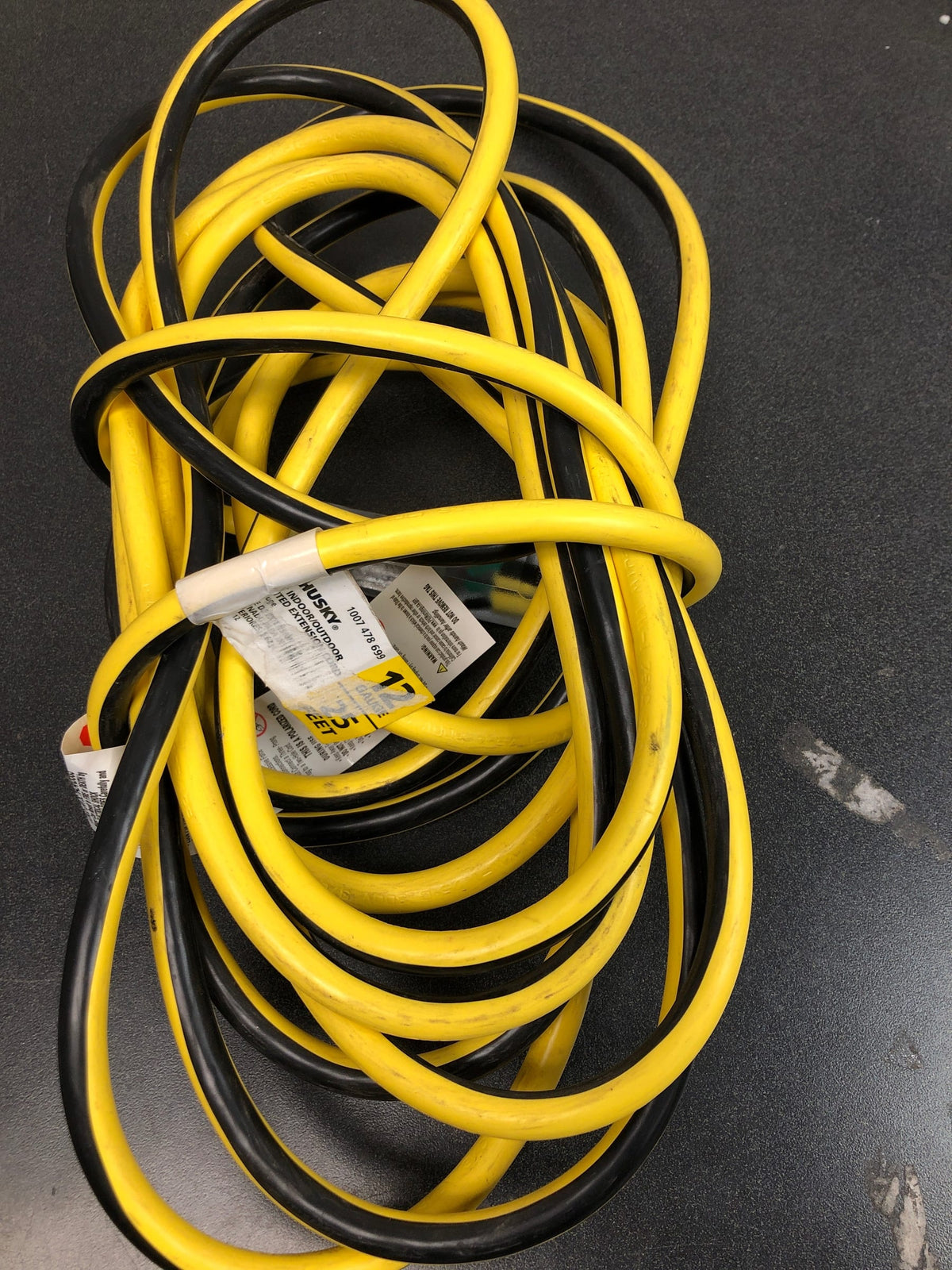 Husky 24025HY VividFlex 25 ft. 12/3 Heavy Duty Indoor/Outdoor Extension Cord with Lighted End, Yellow