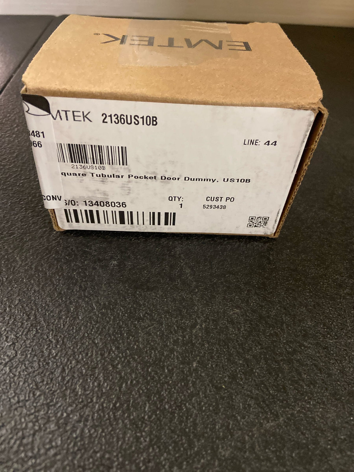 Emtek 2136US10B Square Tubular 2-1/2" Dummy Pocket Door Pull for Double Doors - Oil Rubbed Bronze