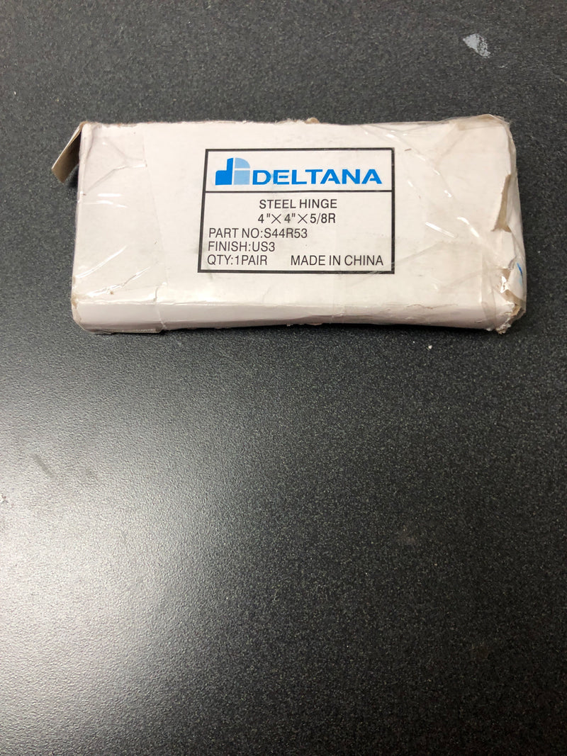 Deltana S44R53 4" x 4" Plain Bearing 5/8" Radius Corners Mortise Hinge - Pair - Polished Brass