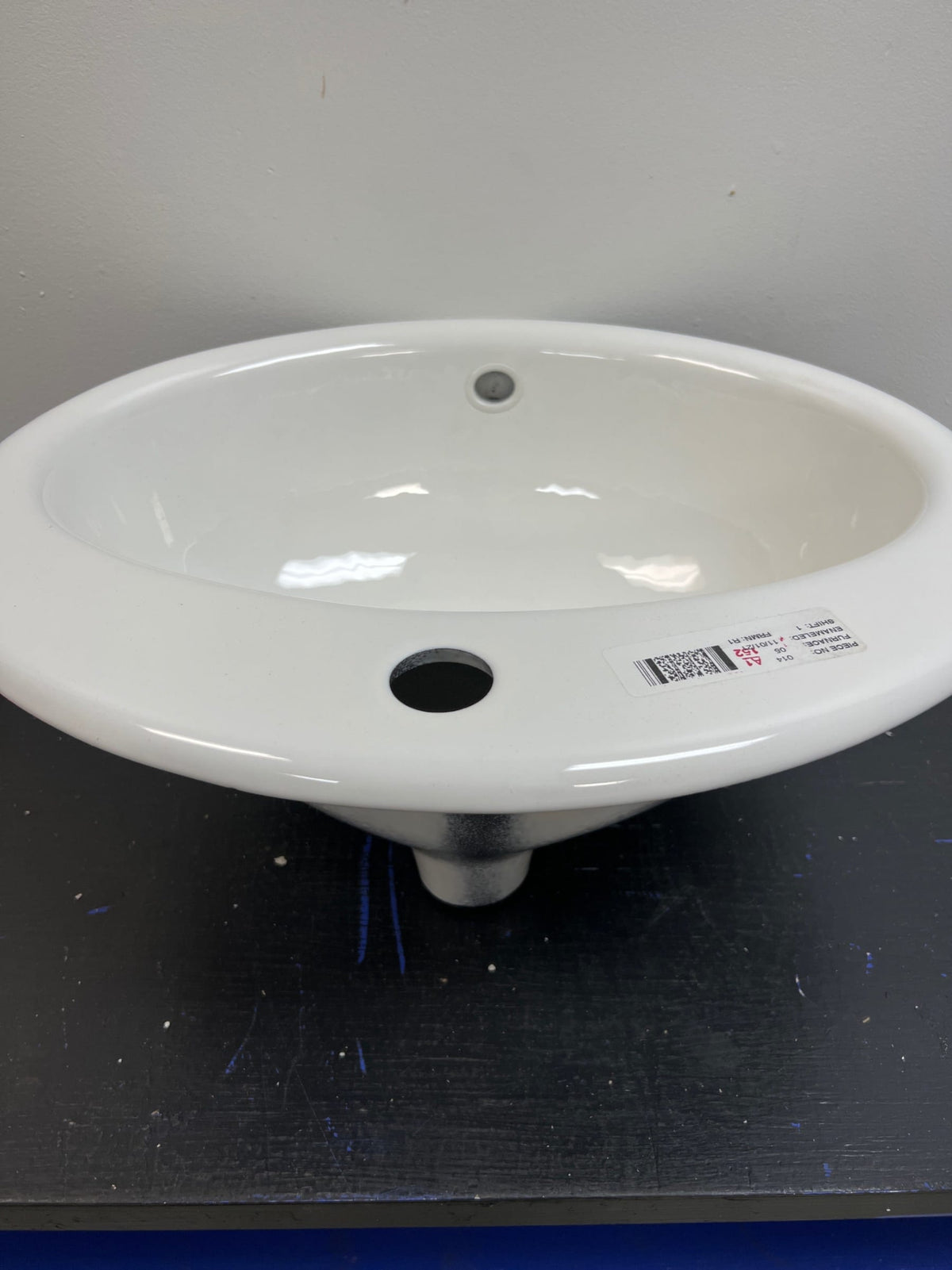 Kohler K-2905-1-0 Farmington 19-1/4" Oval Cast Iron Drop In Bathroom Sink with Overflow and Single Faucet Hole - White