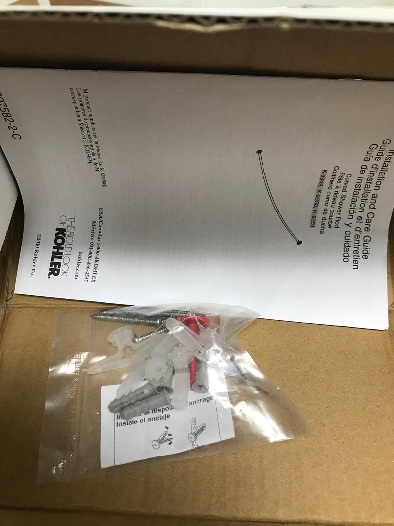 Kohler K-9351-S Contemporary Curved Shower Rod from the Expanse Series - Polished Stainless