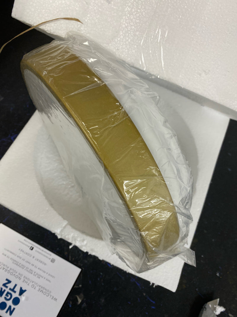 Globe electric 60754 Aurora 2-Light Flush Mount Ceiling Light, Soft Gold, Inner Frosted Shade