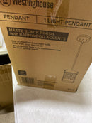 Westinghouse 6117900 Langston 1-Light Matte Black with Barnwood Accents Pendant and Cage Shade