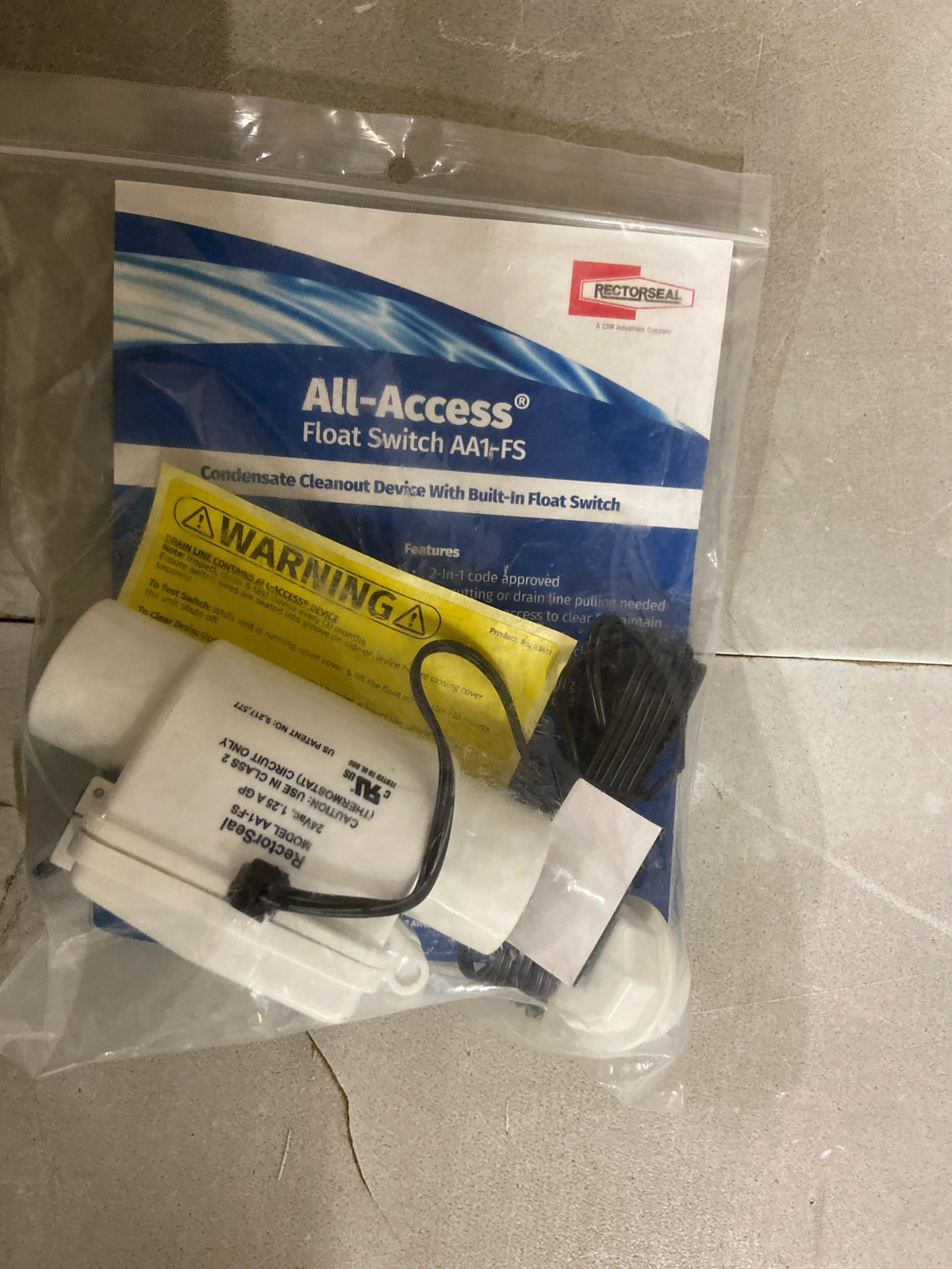 RectorSeal All Access 83411 Float Switch, Easy Installation, HVAC, Includes 3/4" Adapter