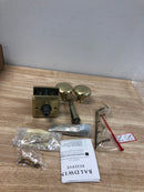 Baldwin PVROUTSR044 Round Privacy Door Knob with Square Rose - Satin Brass