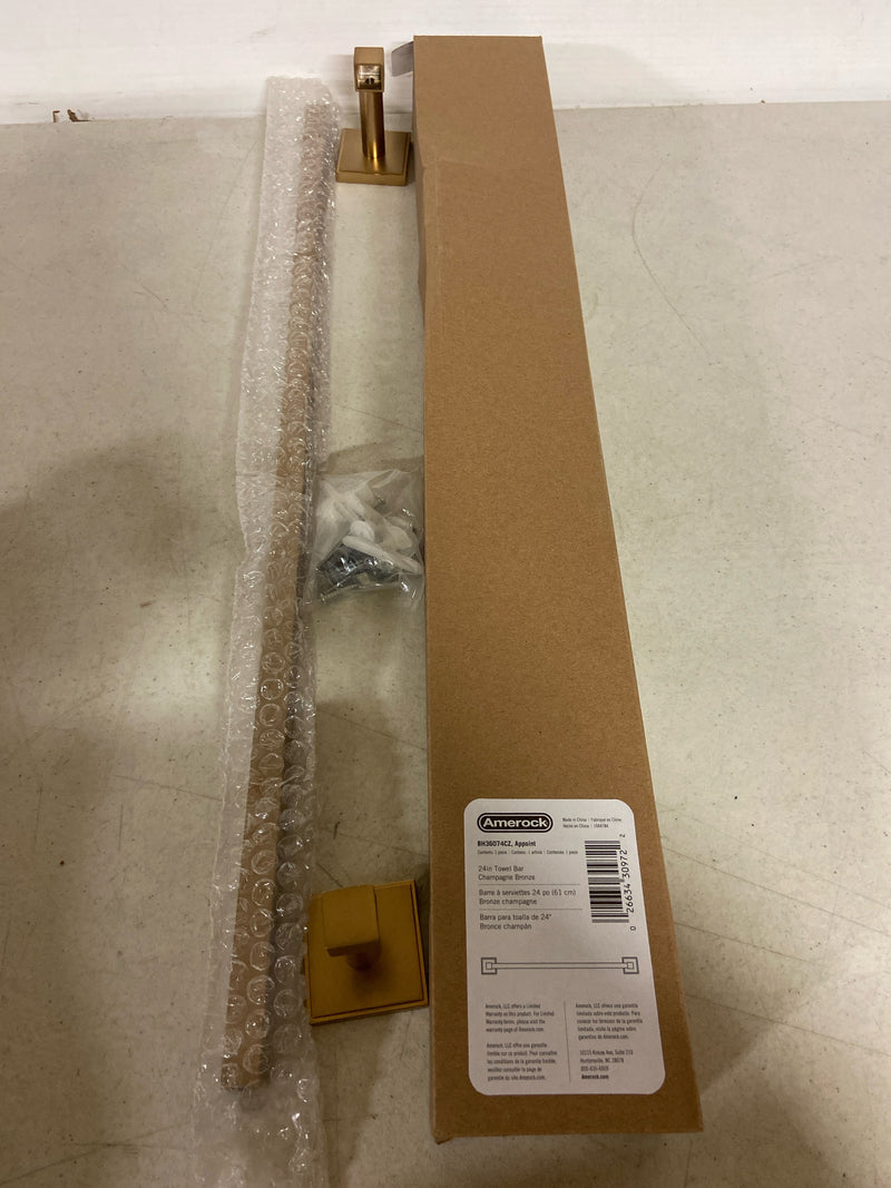 Amerock BH36074CZ | Champagne Bronze Towel Bar | 24 in (610 mm) Towel Rack | Appoint | Bathroom Towel Holder | Bathroom Hardware | Bath Accessories