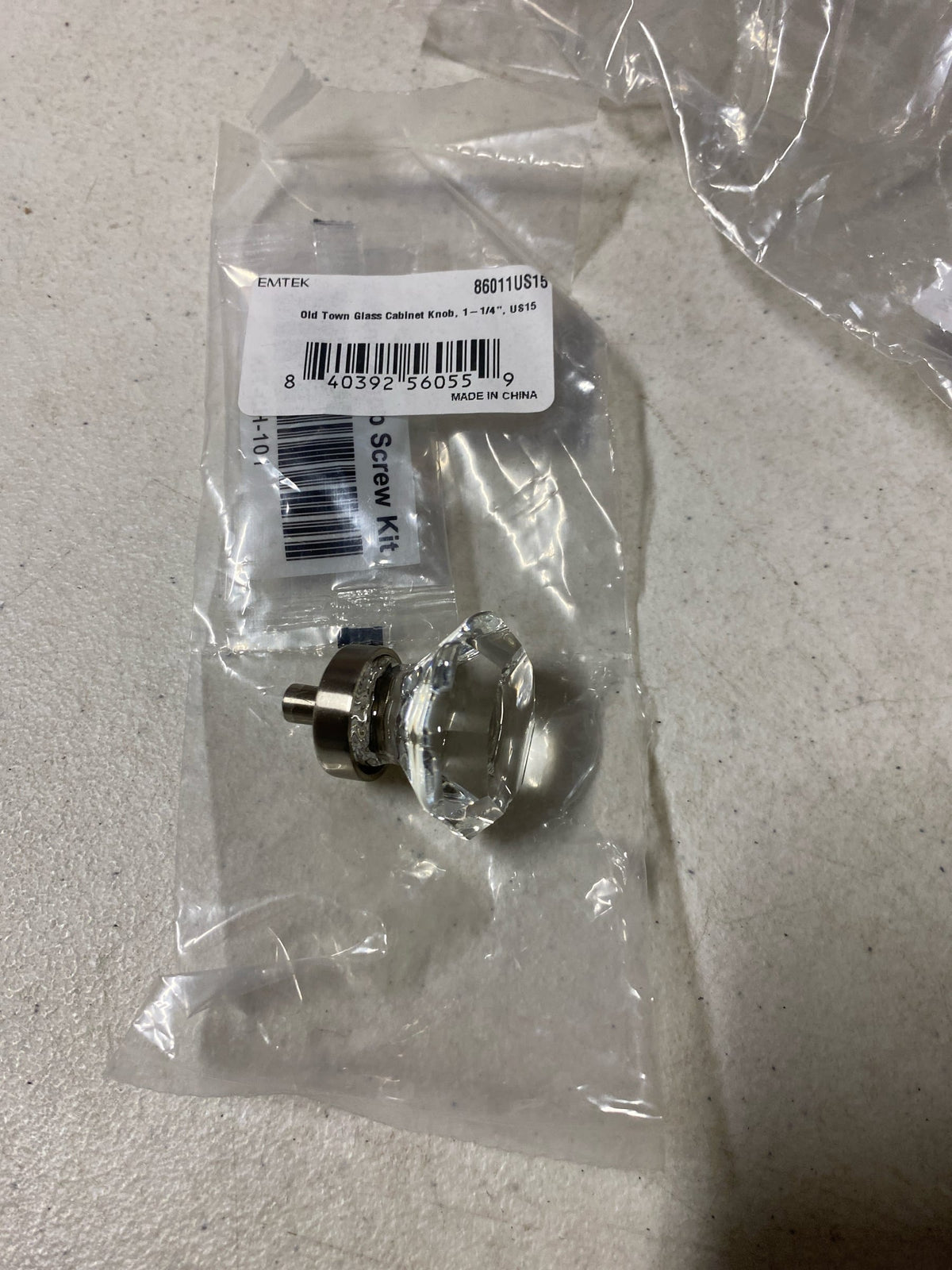 Emtek 86011US15 Old Town Glass 1-1/4 Inch Geometric Cabinet Knob - Satin Nickel