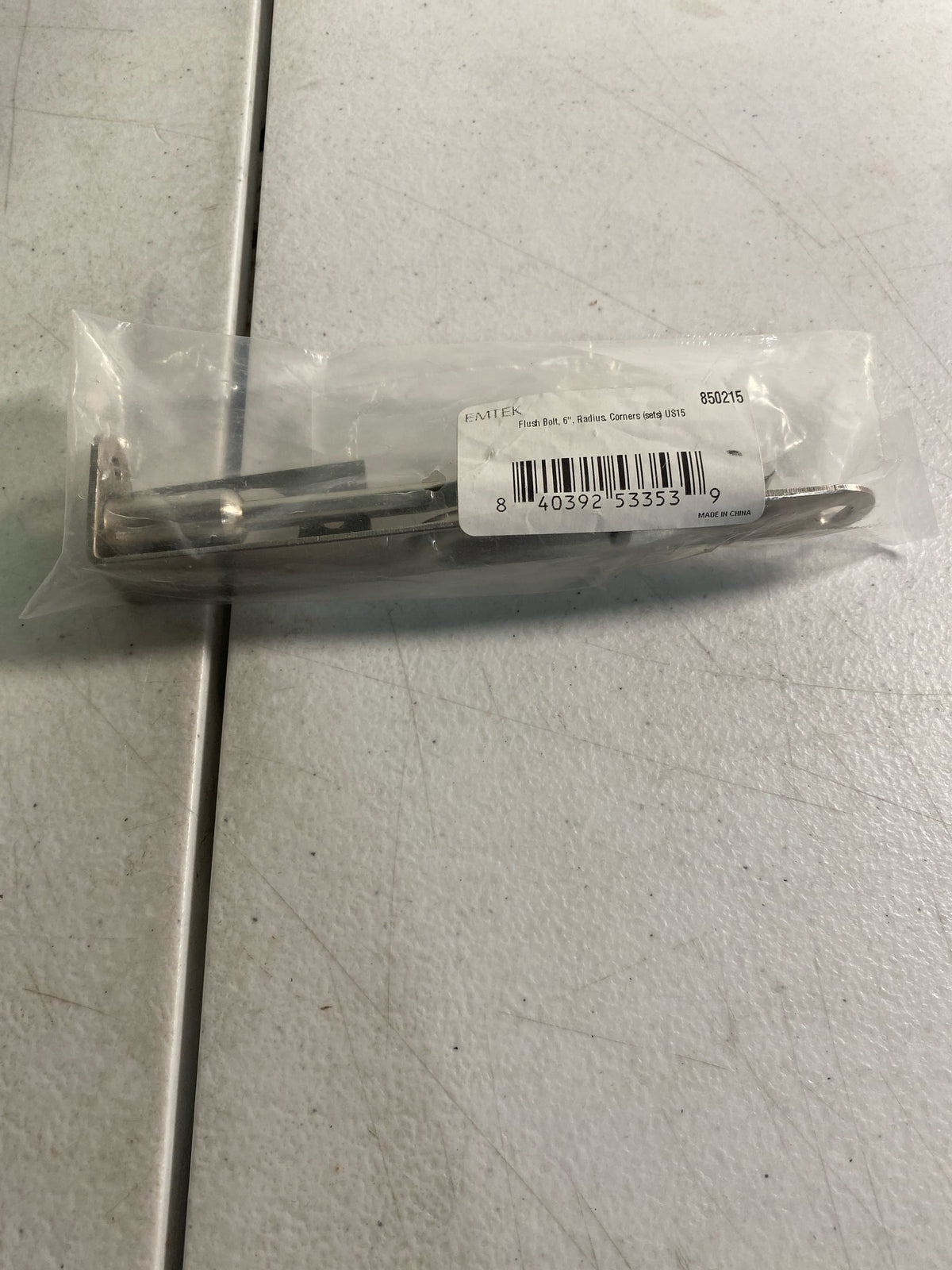 Emtek 8502US15 6" Solid Brass Flush Bolt with 1/4" Radius Corners - Satin Nickel