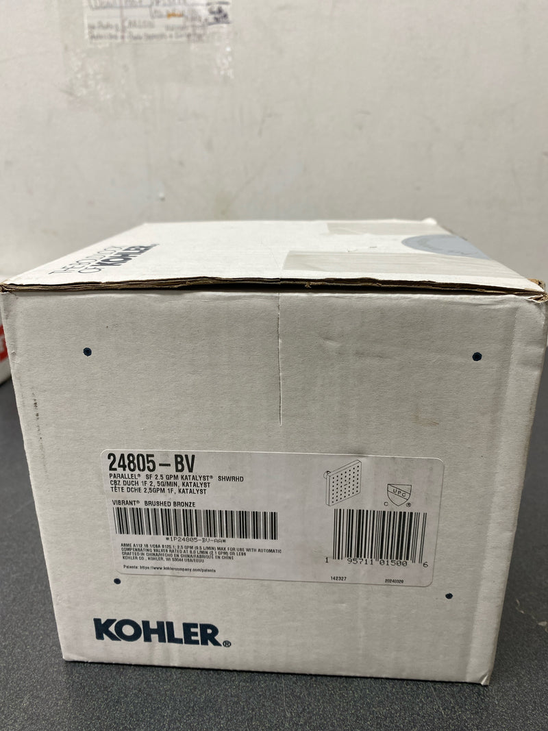Kohler K-24805-BV Parallel 2.5 GPM Single Function Shower Head With Katalyst Air-Induction Spray Technology - Vibrant Brushed Bronze
