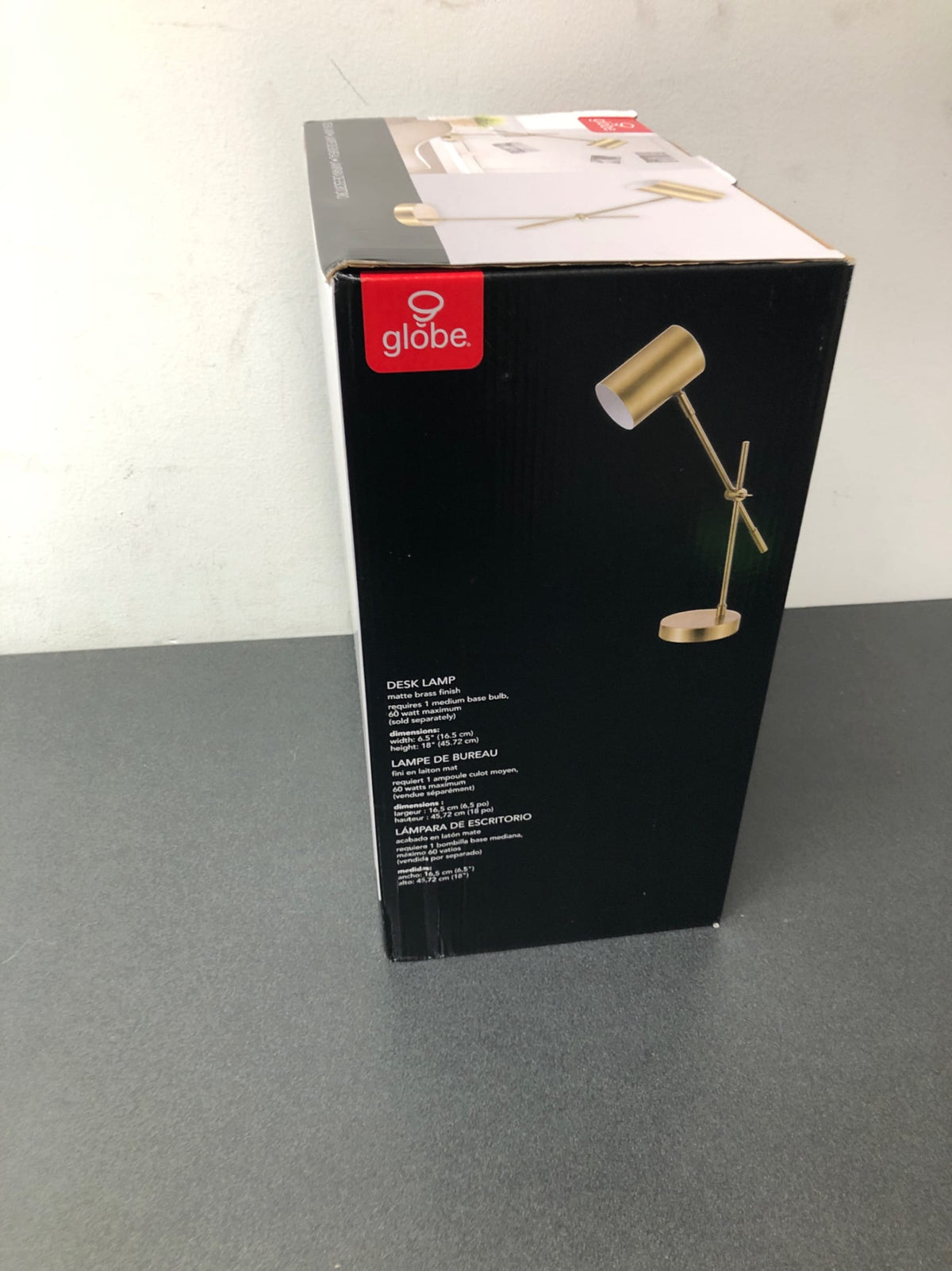 Globe Electric 52098 Pratt Single Light Adjustable Height Boom Arm Desk Lamp - Matte Brass