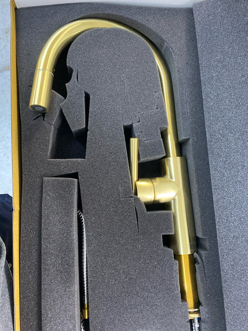 Newport Brass 1500-5113/04 East Linear 1.8 GPM Single Hole Pull Down Kitchen Faucet - Satin Brass (PVD)