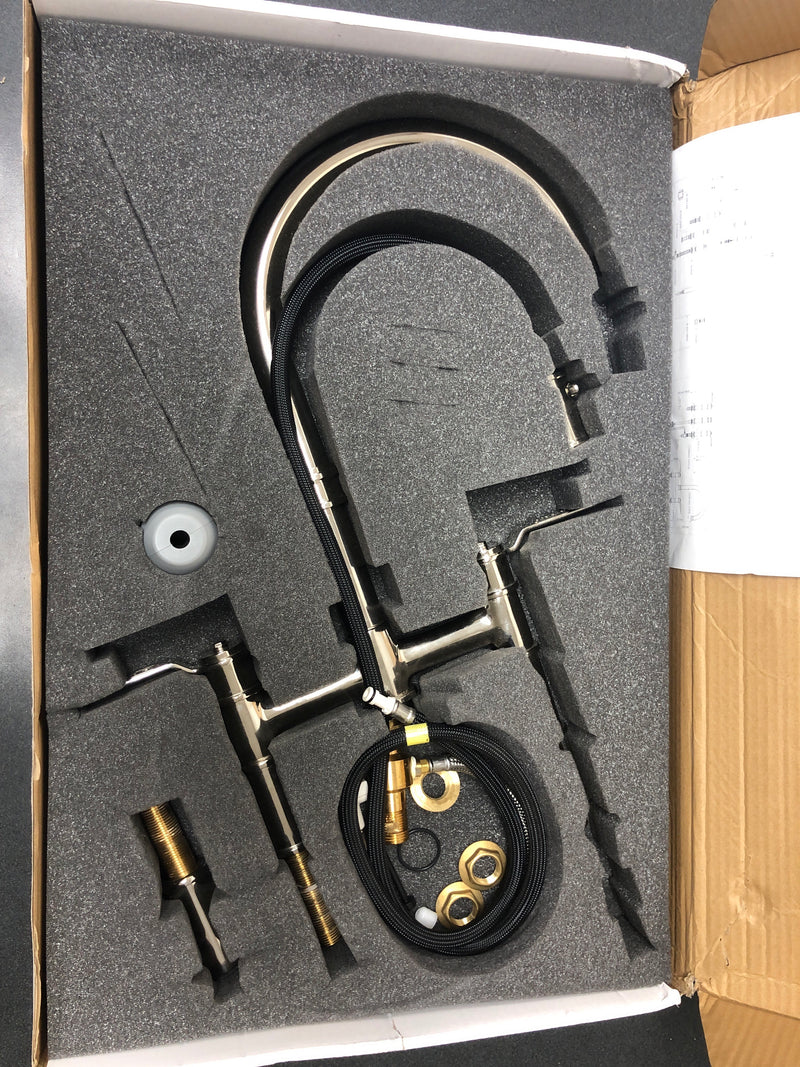 Perrin and Rowe U.4549HT-PN-2 Armstrong 1.8 GPM Widespread Bridge Pull Down Kitchen Faucet - Polished Nickel