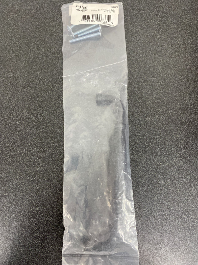 Emtek 76046FB Rustic 6 Inch Center to Center Handle Cabinet Pull - Flat Black