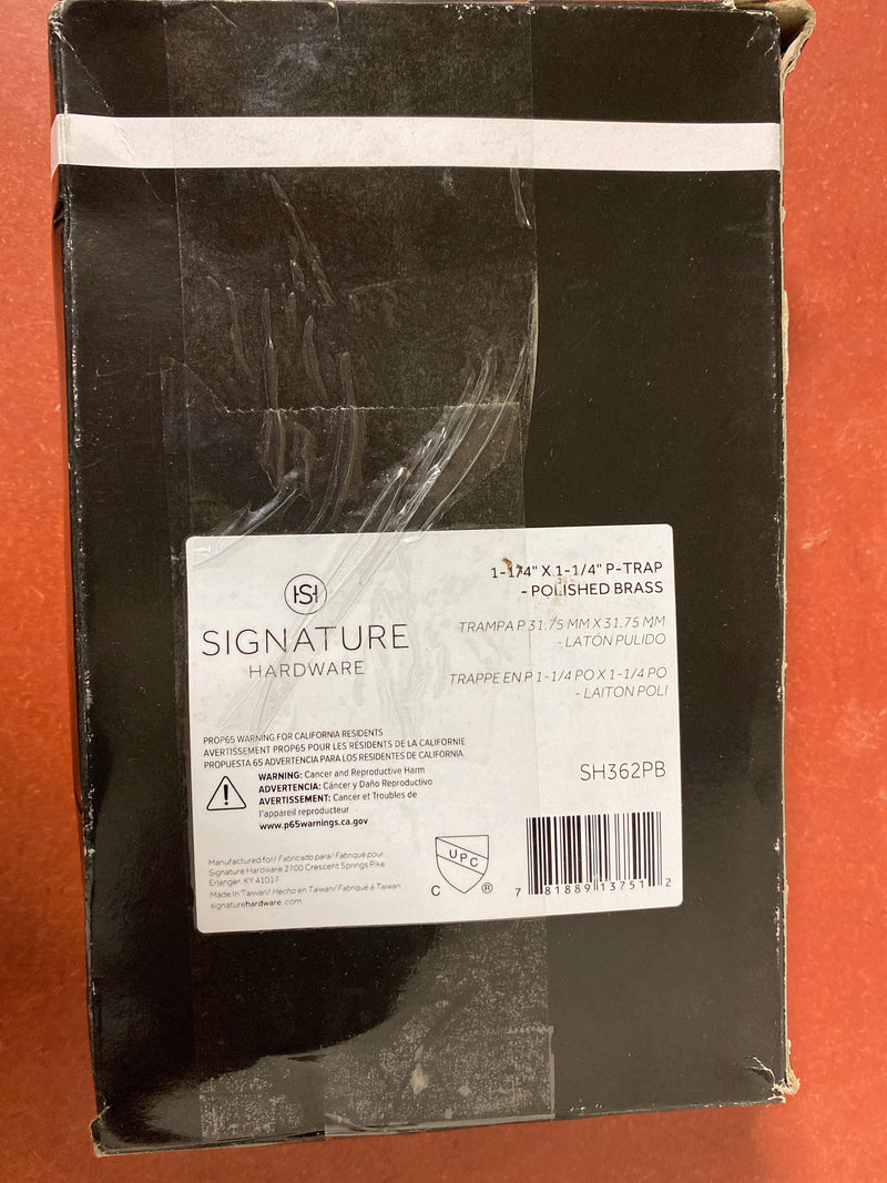 Signature Hardware SH362PB 1-1/4" P-Trap With High Box Flange - Polished Brass