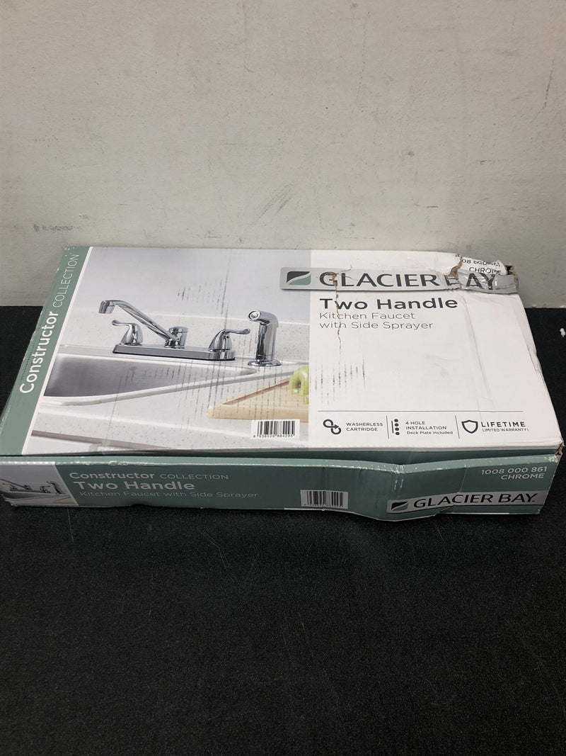 Glacier bay HD67099-1B01 Constructor Double-Handle Standard Kitchen Faucet with Side Sprayer in Polished Chrome