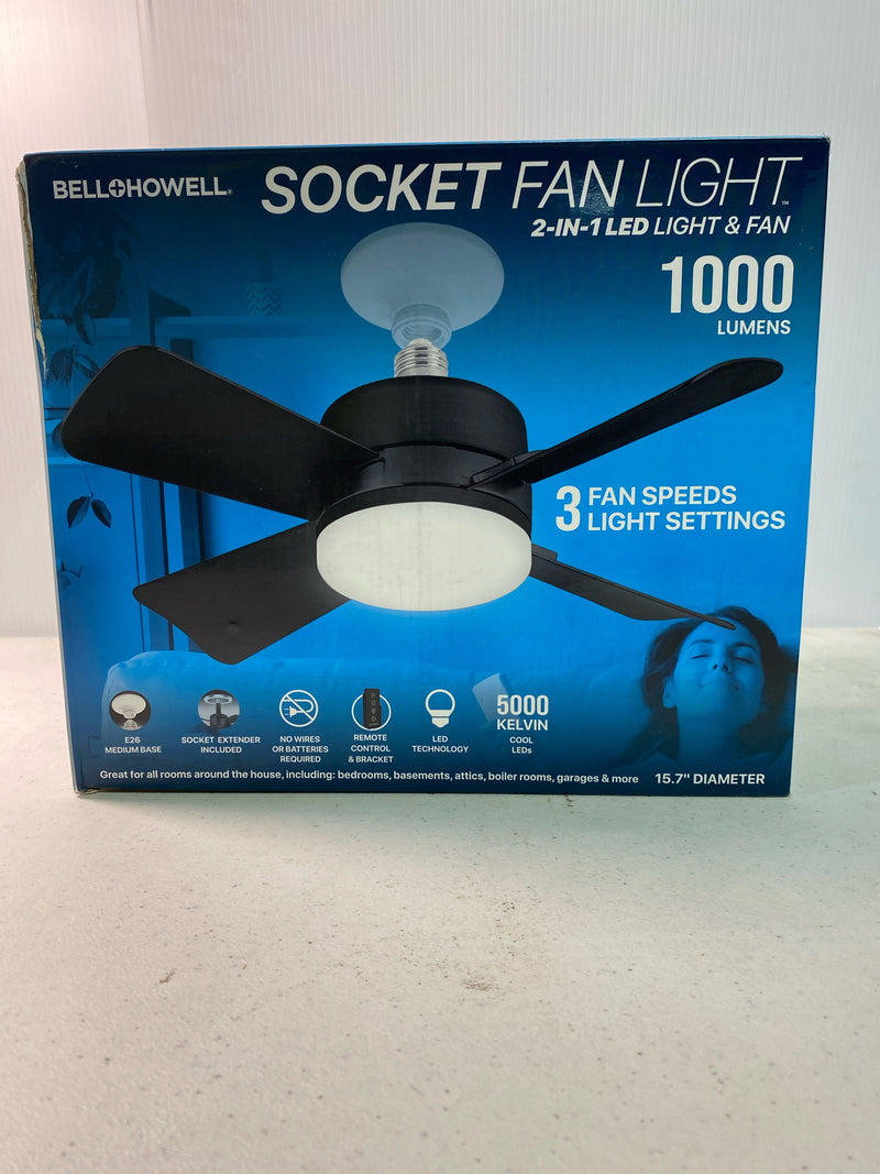 Bell + howell 2299QPH 15.7 in. Indoor Matte Black LED Socket Ceiling Fan with Remote