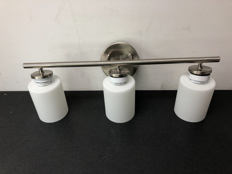 Progress Lighting P2159-09 Replay 3 Light 22" Wide Bathroom Vanity Light with Etched Glass Shades - Brushed Nickel
