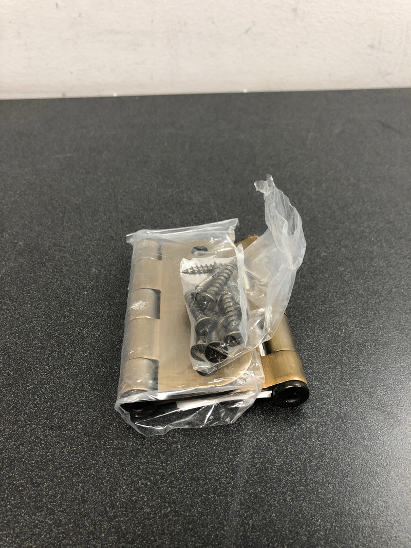 Emtek 92033US7 3-1/2" x 3-1/2" Plated Steel Heavy Duty 5/8" Radius Round Corner Plain Bearing Hinges - Pair - French Antique