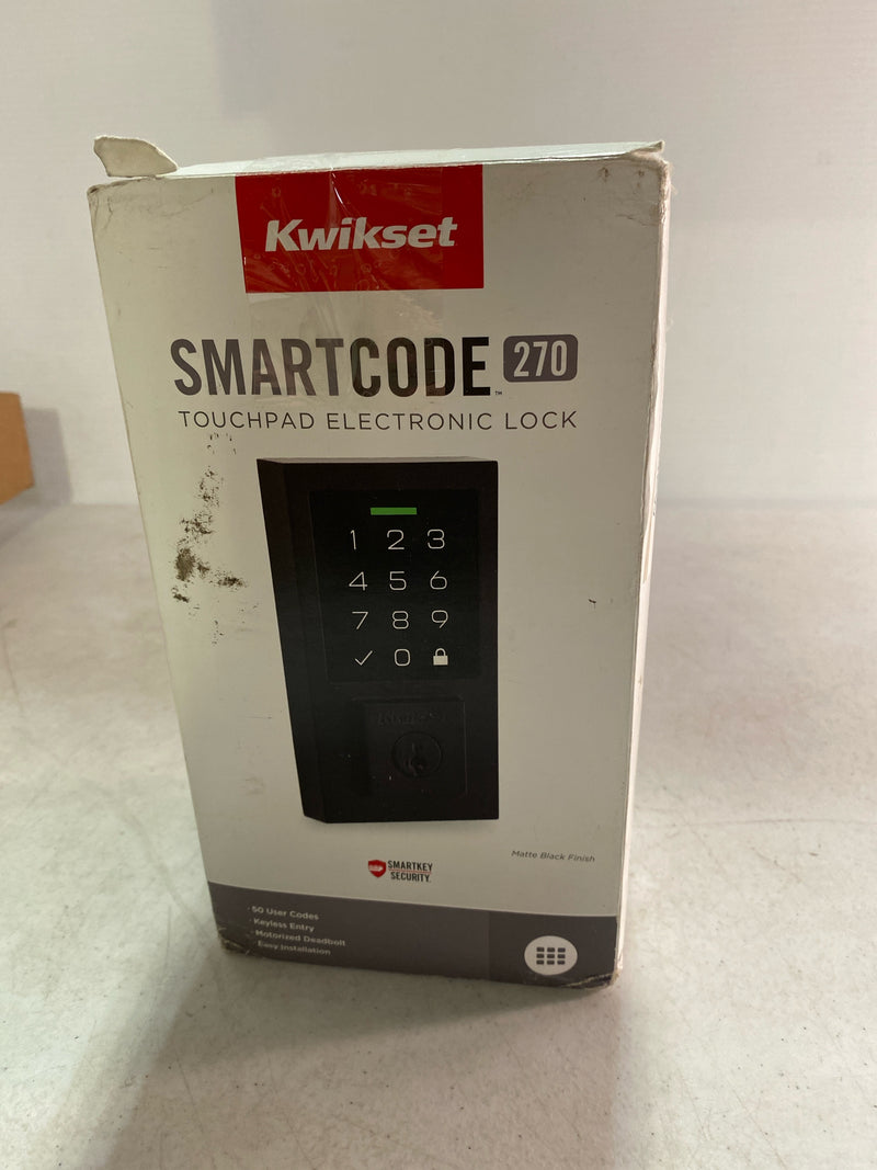 Kwikset 9270CNT-514S SmartCode Deadbolts Touchscreen Single Cylinder Keyless Entry Deadbolt with UL Fire Rating and Smartkey Technology - Matte Black
