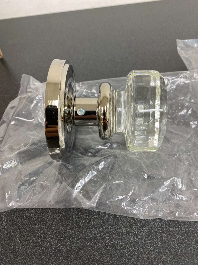 Emtek 805LWUS14 Lowell Reversible Non-Turning Two-Sided Dummy Door Knob Set from the Crystal Collection - Lifetime Polished Nickel