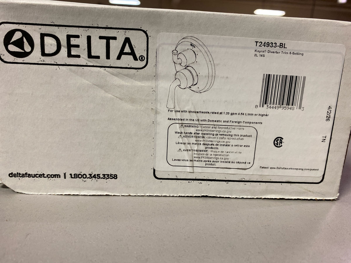 Delta T24933-BL Kayra 14 Series Pressure Balanced Valve Trim with Integrated 6 Function Diverter for Three Shower Applications - Less Rough-In - Matte Black