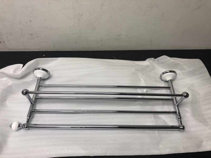 Signature Hardware 413146 Adelaide 21-3/8" Solid Brass and Porcelain Towel Rack - Chrome