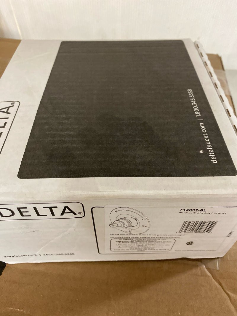 Delta Woodhurst 14 Series Single-Function Valve Trim Kit, Matte Black Handle Set for Shower Faucet System, Matte Black T14032-BL (Valve Not Included)