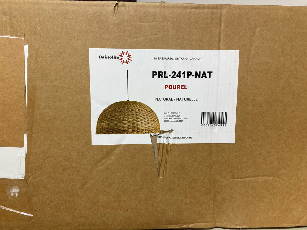 Dainolite PRL-241P-NAT Pourel 3 Light 24" Wide Pendant with Shade - Natural
