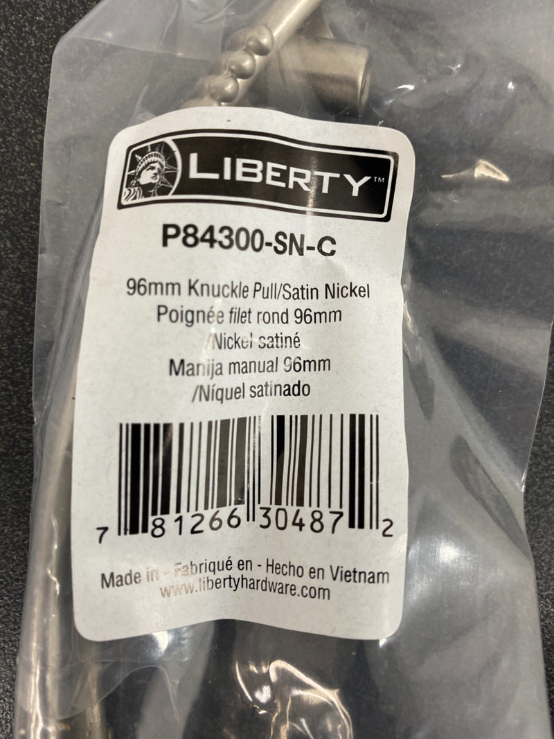 Liberty P84300-SN-C Knuckle 3-3/4 in. (96mm) Center-to-Center Satin Nickel Drawer Pull